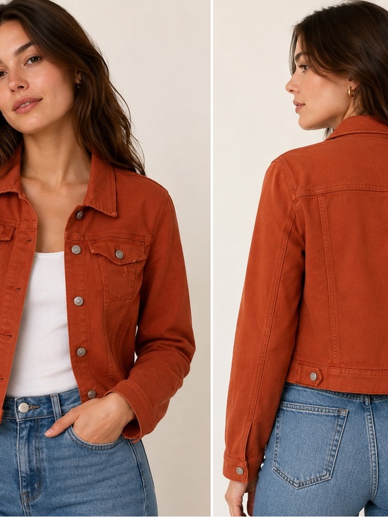 Kensie Jackets & Blazers - Kensie Rust Orange Denim Jean Jacket